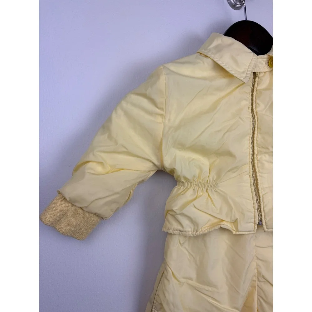 Sno-Veralls Snowsuit Baby 6-12M Yellow Vintage Lamb Embroidery Quilted Puffy